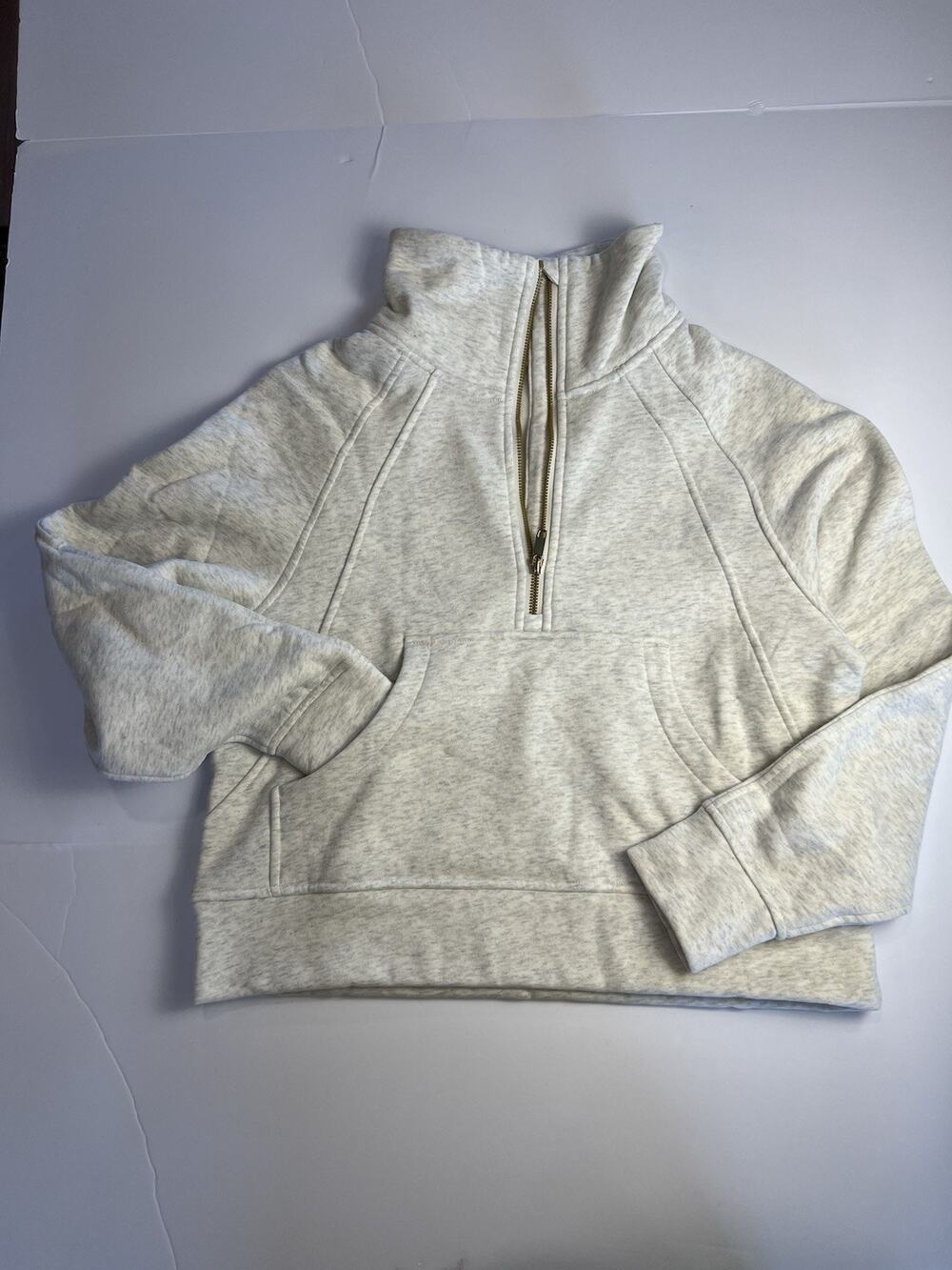 Women’s cream Quarter Zip Cropped Sweatshirt with Pockets Size Small Sm